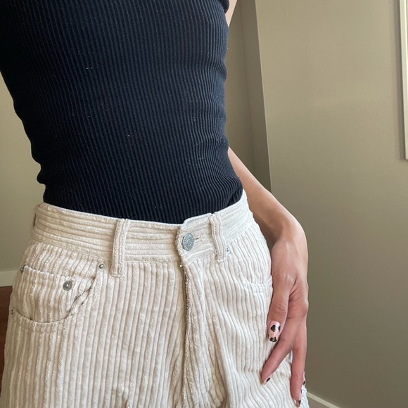 cream color corduroy urban outfitters bdg cords jeans straight leg high rise - Picture 1 of 4